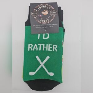 Irisgod I'd Rather Be Golfing Socks NWT
